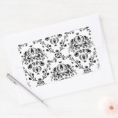 White en Black Damask Rechthoekige Sticker (Envelop)