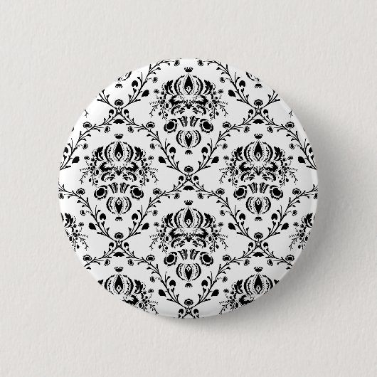 White en Black Damask Ronde Button 5,7 Cm (Voorkant)