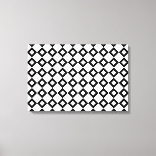 White en Black Diamond Pattern Canvas Afdruk