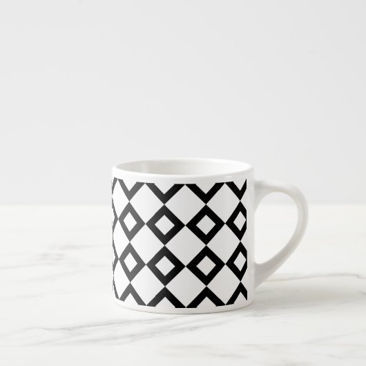White en Black Diamond Pattern Espresso Kop (Rechts)