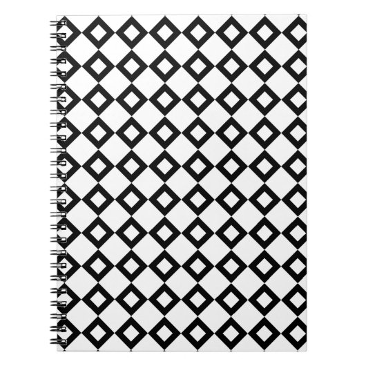 White en Black Diamond Pattern Notitieboek (Voorkant)