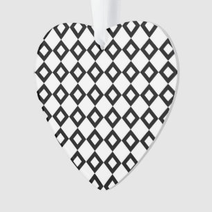 White en Black Diamond Pattern Ornament