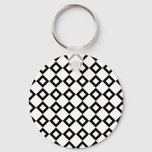 White en Black Diamond Pattern Sleutelhanger