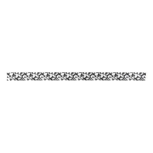 White en Black Elegant Damask Print Lint (Voorkant)