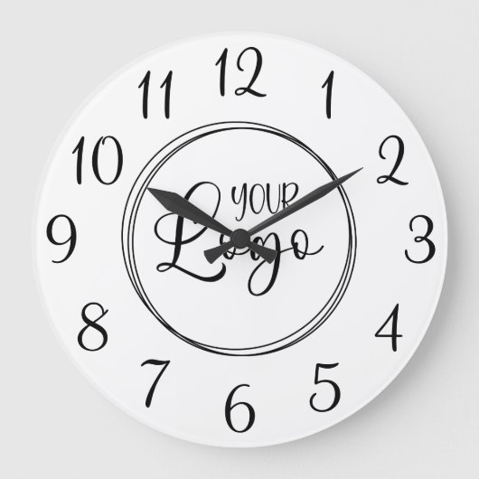 White en Black Elegant Script Numbers Logo Grote Klok (Voorkant)