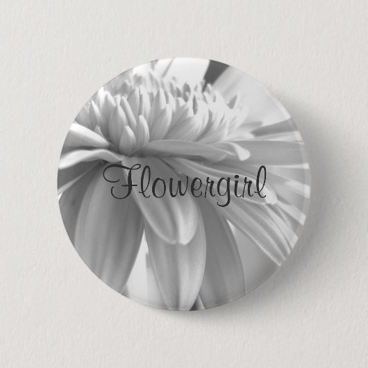 White en Black Gerber Daisy Flowergirl Button (Voorkant)