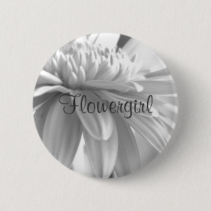 White en Black Gerber Daisy Flowergirl Button