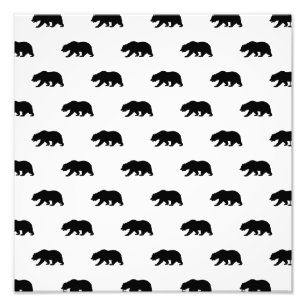 White en Black Grizzly Beer Pattern Foto Afdruk