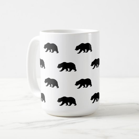 White en Black Grizzly Beer Pattern Koffiemok (Voorkant links)
