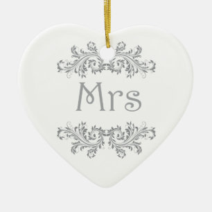 White en Black Mr & Mrs Wedding Favor Ornament. Keramisch Ornament