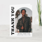 White en Black Offset Arch 4 Foto Afstuderen Bedankkaart (Voorkant)