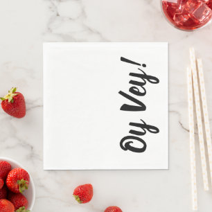 White en Black Oy Vey Paper Napkins Servet