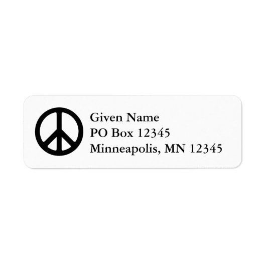 White en Black Peace Symbol Etiket (Voorkant)