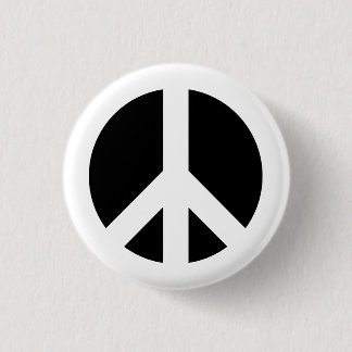 White en Black Peace Symbol Ronde Button 3,2 Cm