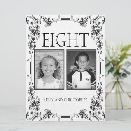 White en Black Photo Table Number 8 Kaart (Staand voorkant)
