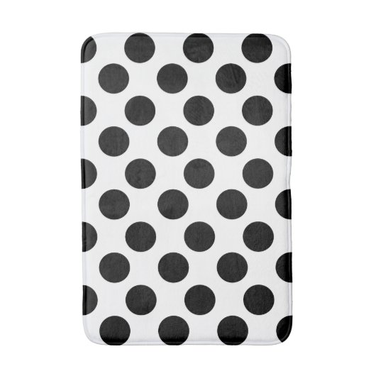 White en Black Polka Dot Foam Bath Mat (Voorkant Verticaal)
