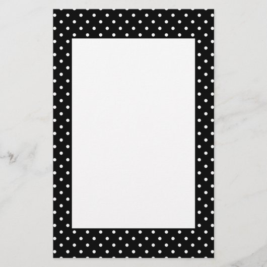 White en Black Polka Dot Pattern Briefpapier (Voorkant)