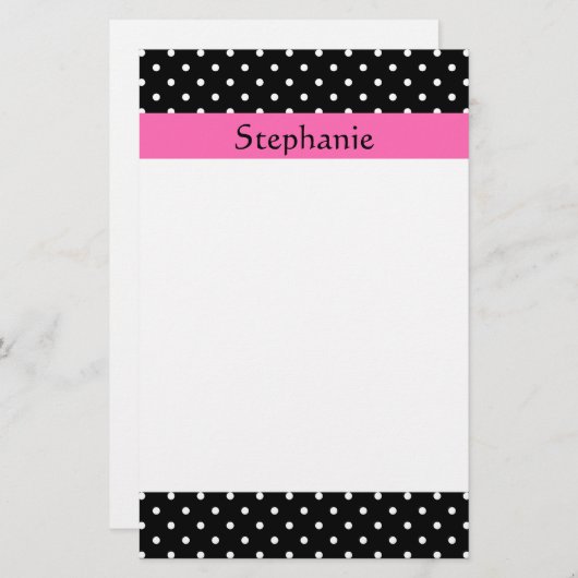 White en Black Polka Dot Pattern Briefpapier (Voorkant / Achterkant)