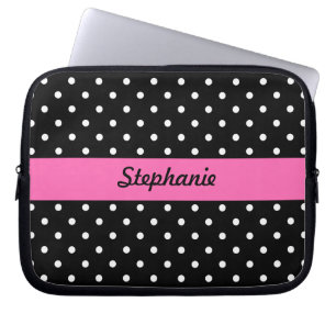 White en Black Polka Dot Pattern Laptop Sleeve