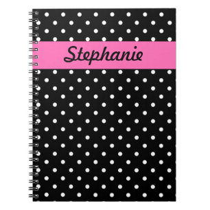 White en Black Polka Dot Pattern Notitieboek