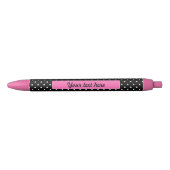 White en Black Polka Dot Pattern Zwarte Inkt Pen (Voorkant)
