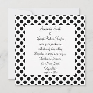 White en Black Polka Dot Wedding Kaart