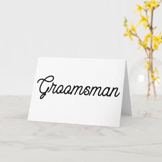 White en Black Script Groomsman Kaart (Gele Bloem)