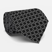 White en Black Square Dot Pattern Stropdas (Opgerold)