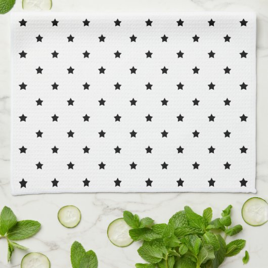 White en Black Star Pattern. Theedoek (Gevouwen)
