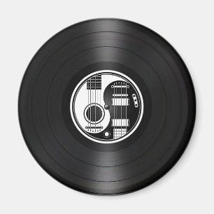 White en Black Yin Yang Guitars Vinyl Graphic Magneet