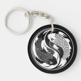 White en Black Yin Yang Koi Fish Sleutelhanger
