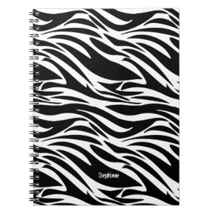 White en Black Zebra Striped design Notitieboek