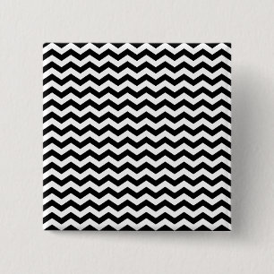White en Black Zig Zag Vierkante Button 5,1 Cm