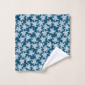 White en Blue Coastal Style Turtle Pattern Bad Handdoek (Wasdoekje)