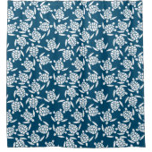 White en Blue Coastal Style Turtle Pattern Douchegordijn (Voorkant)