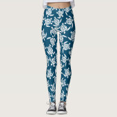 White en Blue Coastal Style Turtle Pattern Leggings (Voorkant)