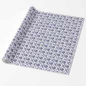 White en Blue Floral Damashen 4-patroon Cadeaupapier (Uitgerold)