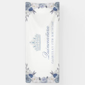 White en Blue Floral Quinceanera Spandoek (Verticaal)