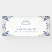 White en Blue Floral Quinceanera Spandoek (Horizontaal)