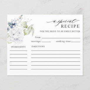 White en Blue Floral Vrijgezellenfeest Recipcard