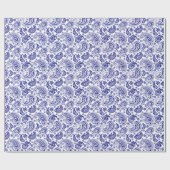 White en Blue Paisley Pattern Cadeaupapier (Vlak)