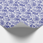 White en Blue Paisley Pattern Cadeaupapier (Hoek)
