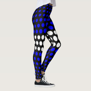 White en Blue Polka Dot Pattern Leggings