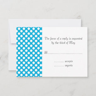 White en Blue Polka Dot RSVP Kaartje