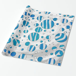 White en Blue Polka Dot Zebra Cadeaupapier