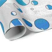 White en Blue Polka Dot Zebra Cadeaupapier (Rol Hoek)