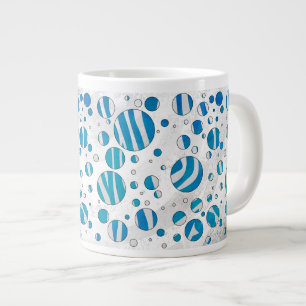 White en Blue Polka Dot Zebra Extra Grote Beker