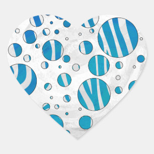 White en Blue Polka Dot Zebra Hart Sticker