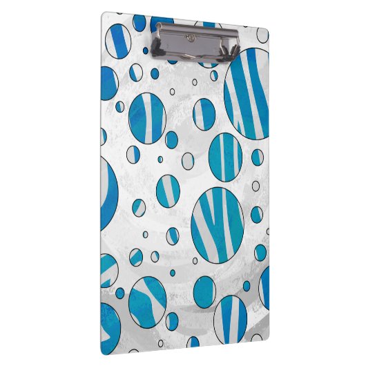 White en Blue Polka Dot Zebra Klembord (Rechts)