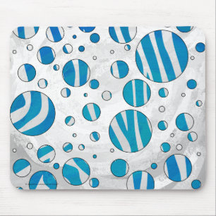 White en Blue Polka Dot Zebra Muismat